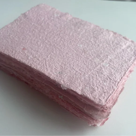Handmade Pink Recycled Paper 10 Sheets - Picture 2 of 4